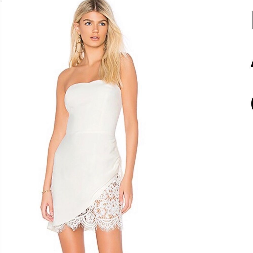 Amanda Uprichard Revolve Lbd Mini Rouched Lace Hem Cocktail Dress white six P/XS